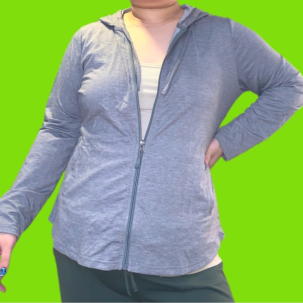 Grey UPF 30 zip up hoodie in XL